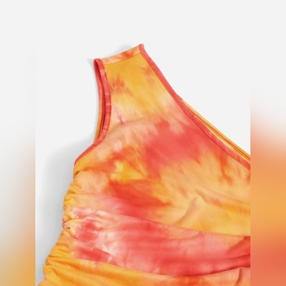 One Shoulder Drawstring Knot Dress - Picture 2 of 6